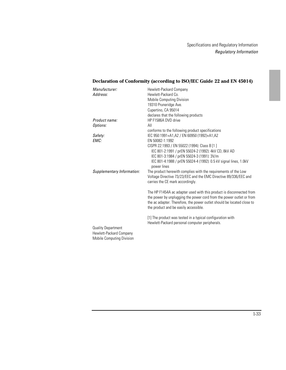 HP OmniBook 3100 Notebook PC User Manual | Page 33 / 33