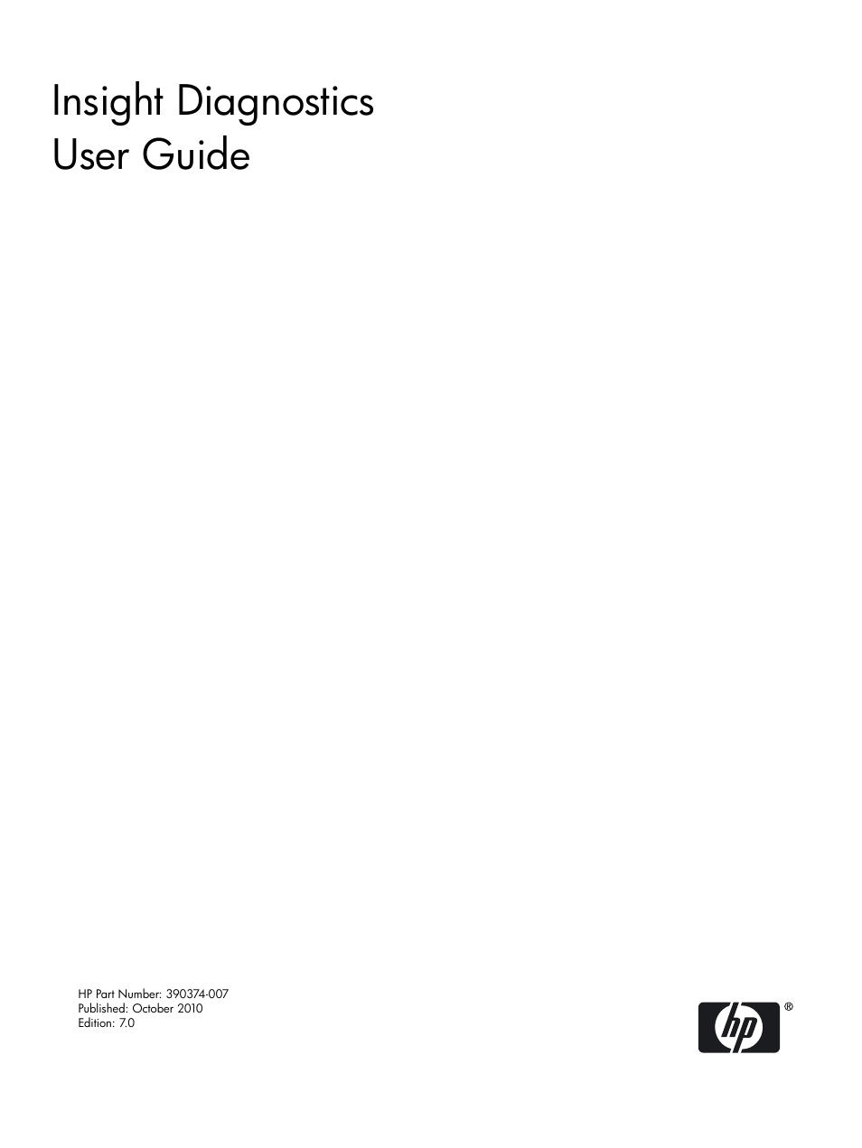 HP Insight Diagnostics Software User Manual | 40 pages