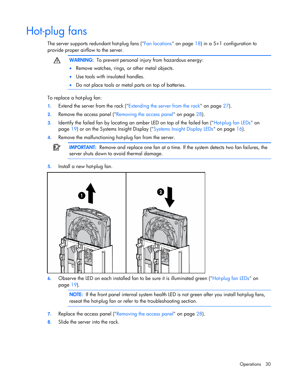 Hot-plug fans | HP ProLiant DL585 G2 Server User Manual | Page 30 / 104