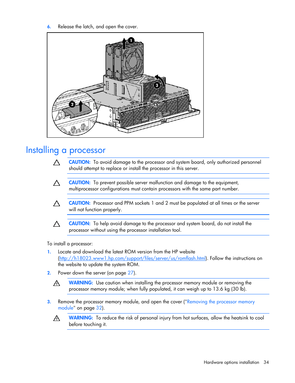 Installing a processor | HP ProLiant DL585 G2 Server User Manual | Page 34 / 104