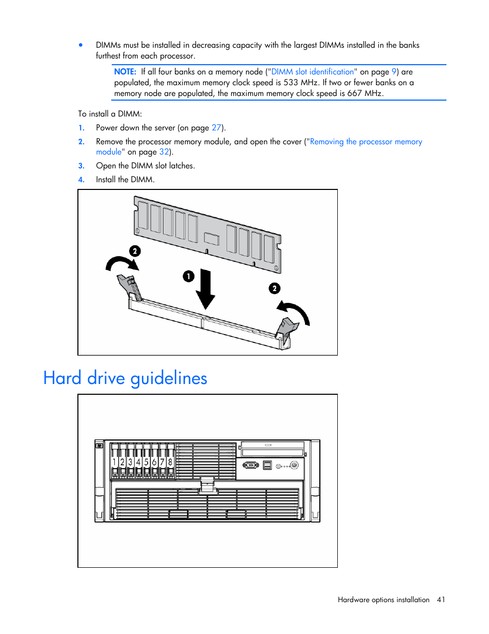 Hard drive guidelines | HP ProLiant DL585 G2 Server User Manual | Page 41 / 104