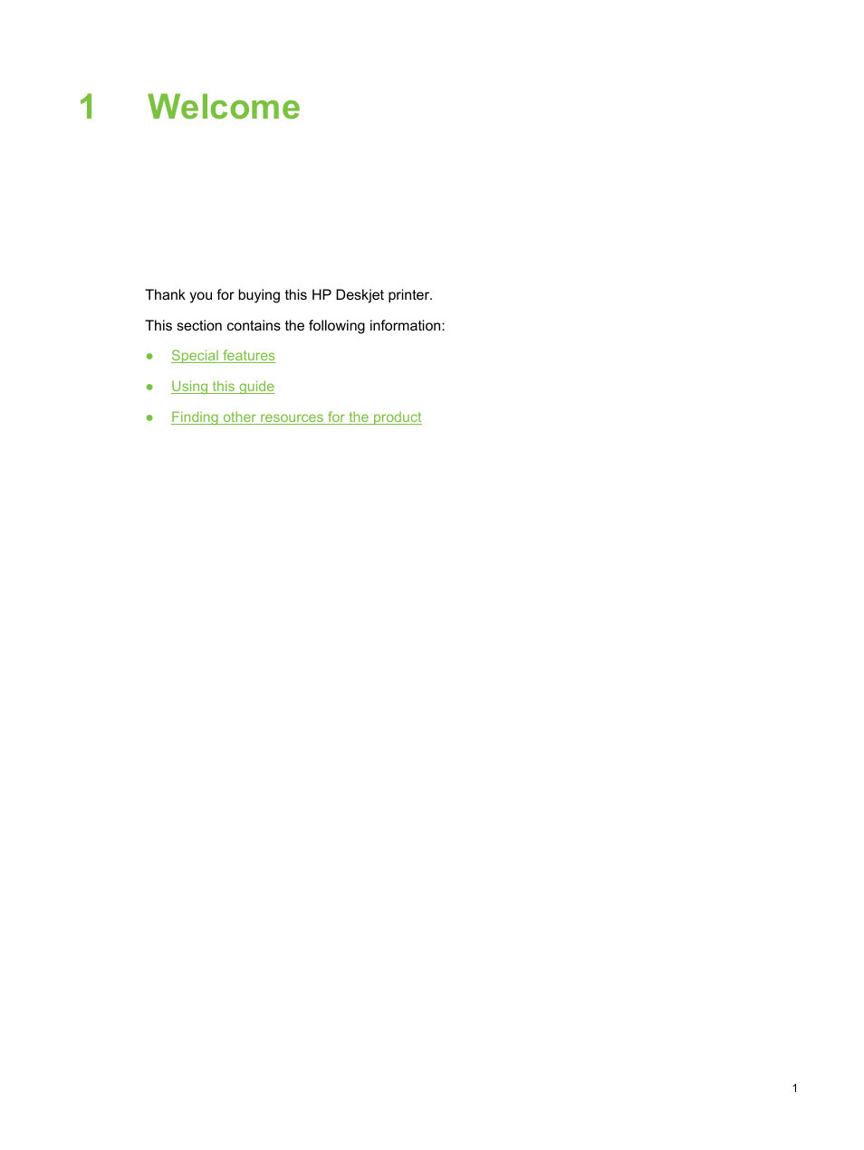 Welcome, 1 welcome, 1welcome | HP Deskjet 9800 Printer series User Manual | Page 11 / 172