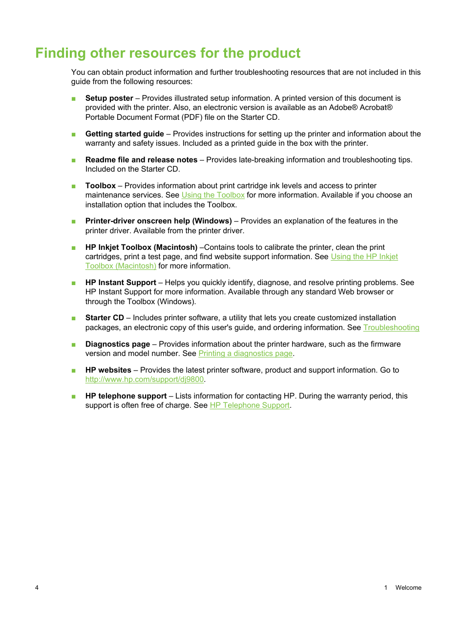 Finding other resources for the product | HP Deskjet 9800 Printer series User Manual | Page 14 / 172