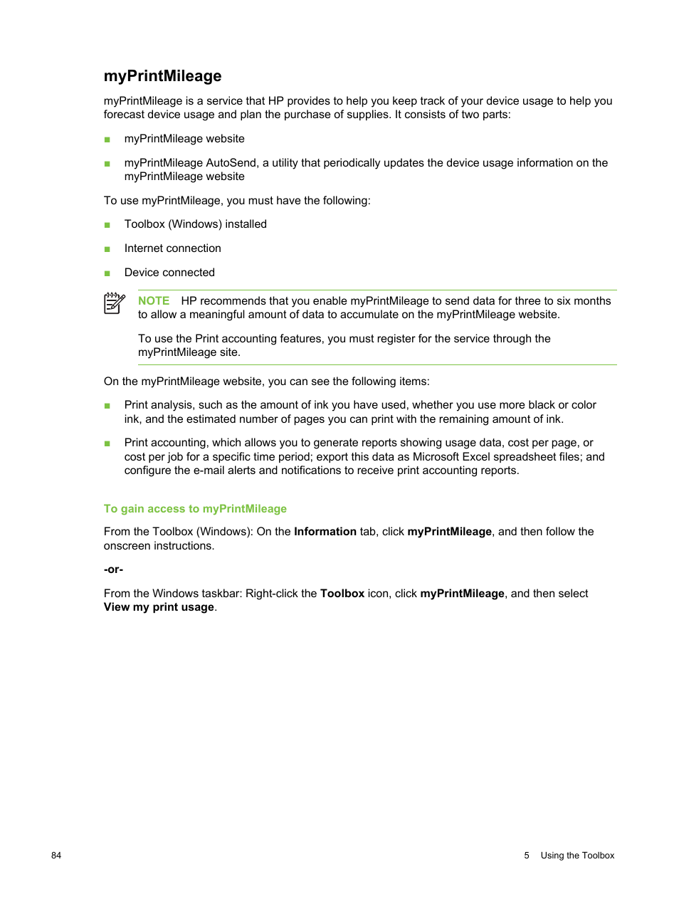 Myprintmileage | HP Deskjet 9800 Printer series User Manual | Page 94 / 172