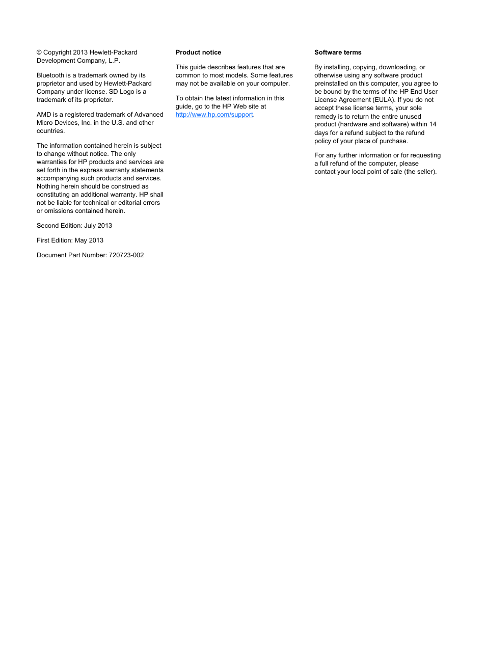 HP ProBook 445 G1 Notebook PC User Manual | Page 2 / 98