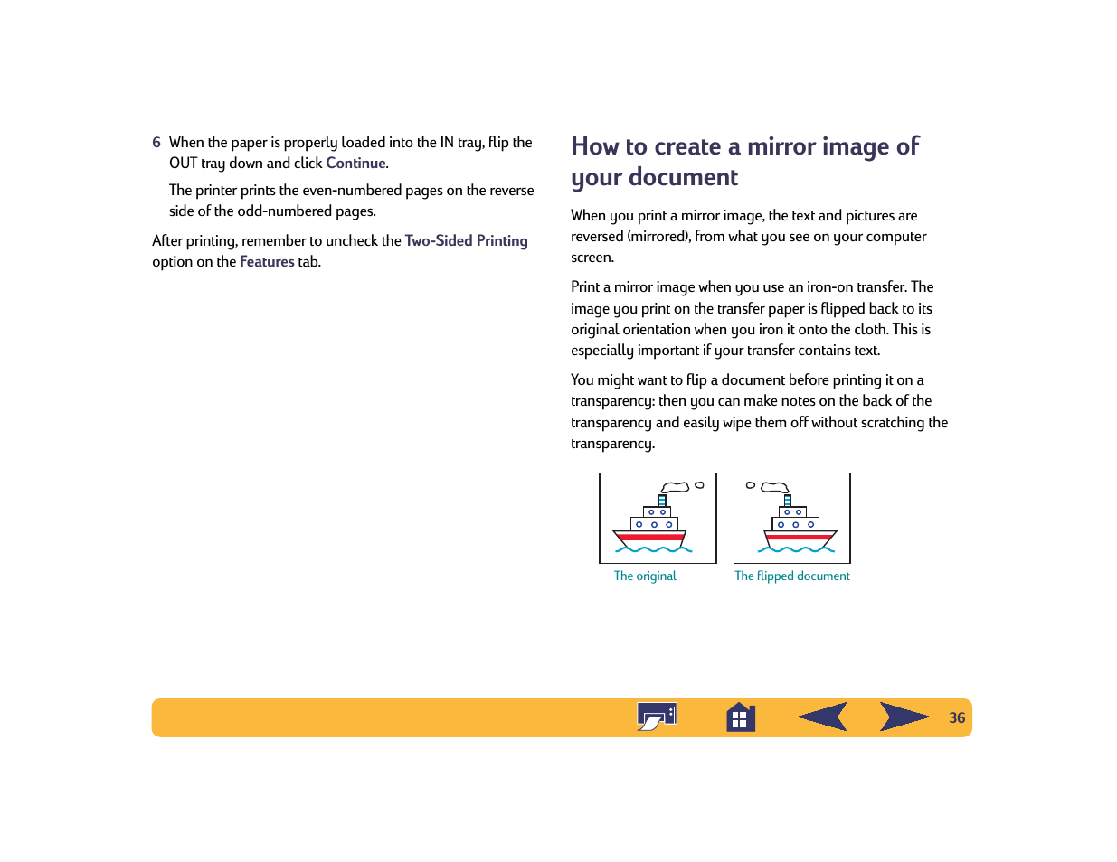 How to create a mirror image of your document | HP Deskjet 842c Printer User Manual | Page 36 / 74