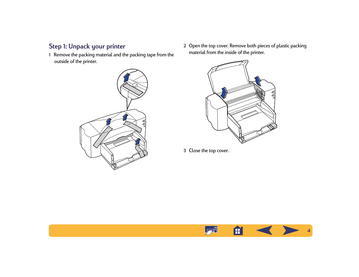 Step 1: unpack your printer | HP Deskjet 842c Printer User Manual | Page 4 / 74