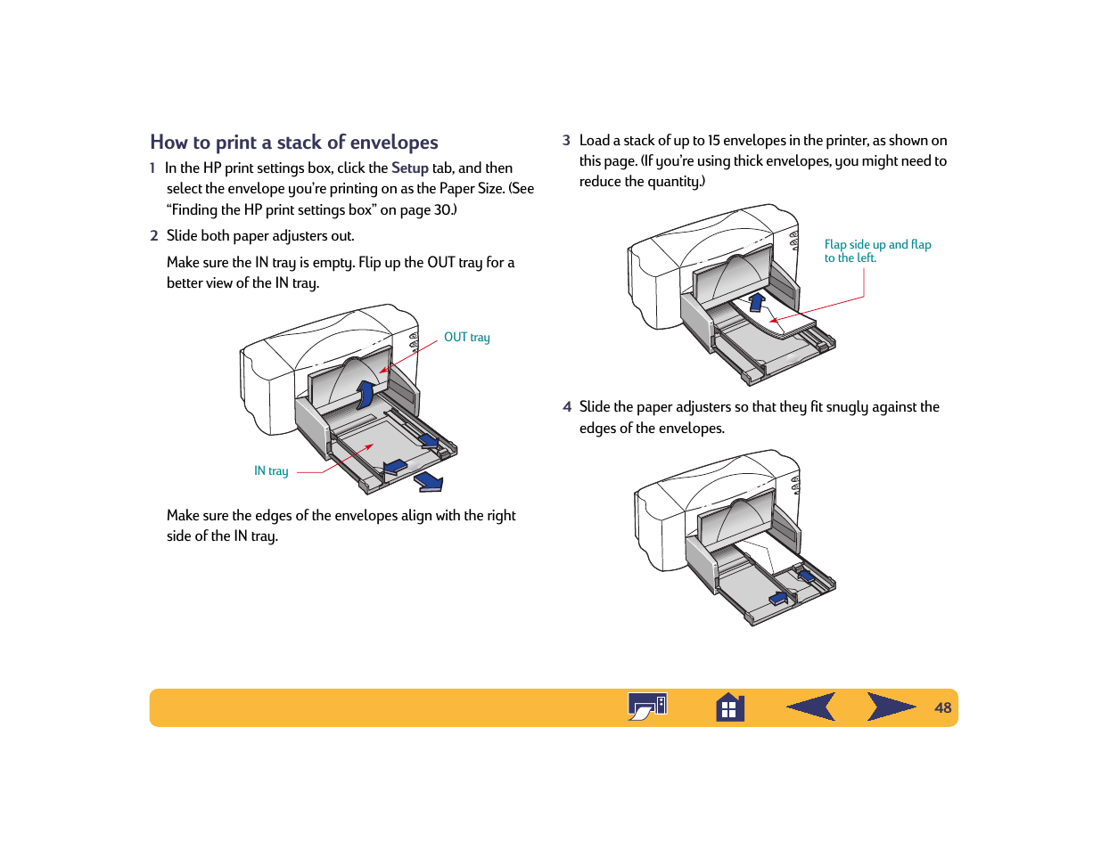 How to print a stack of envelopes | HP Deskjet 842c Printer User Manual | Page 48 / 74