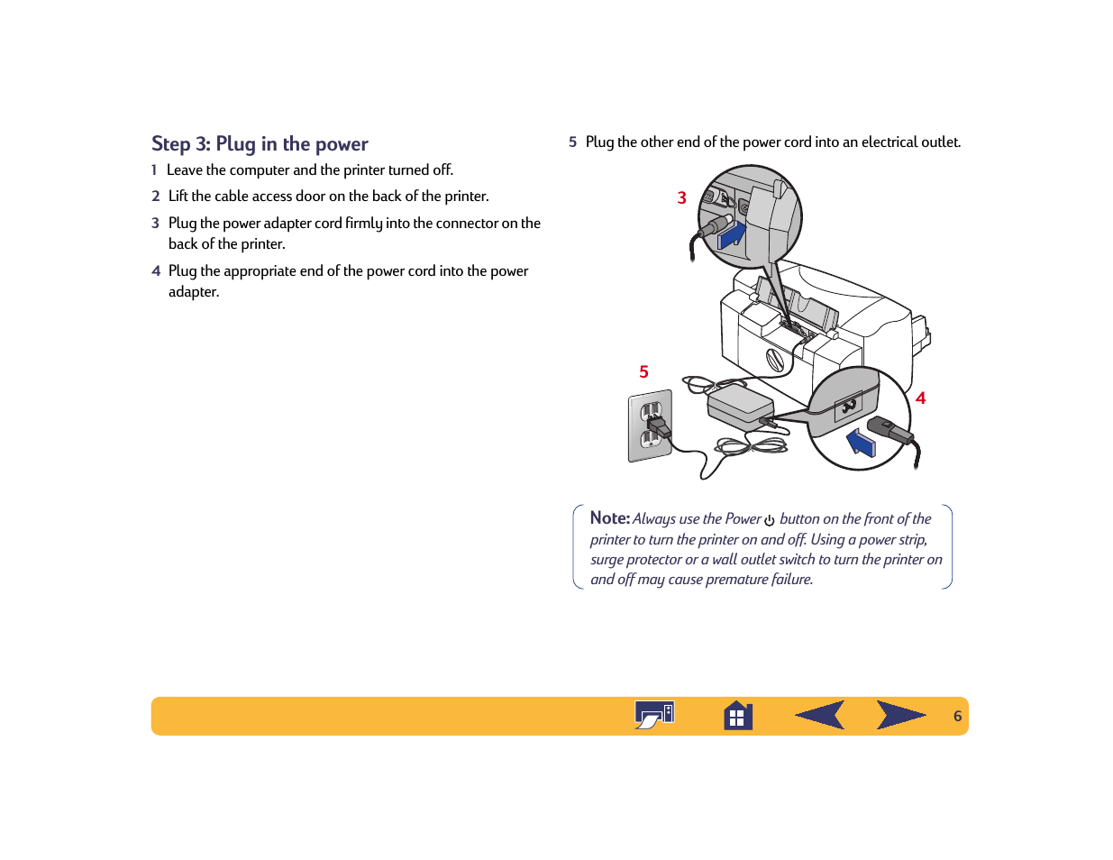 Step 3: plug in the power | HP Deskjet 842c Printer User Manual | Page 6 / 74