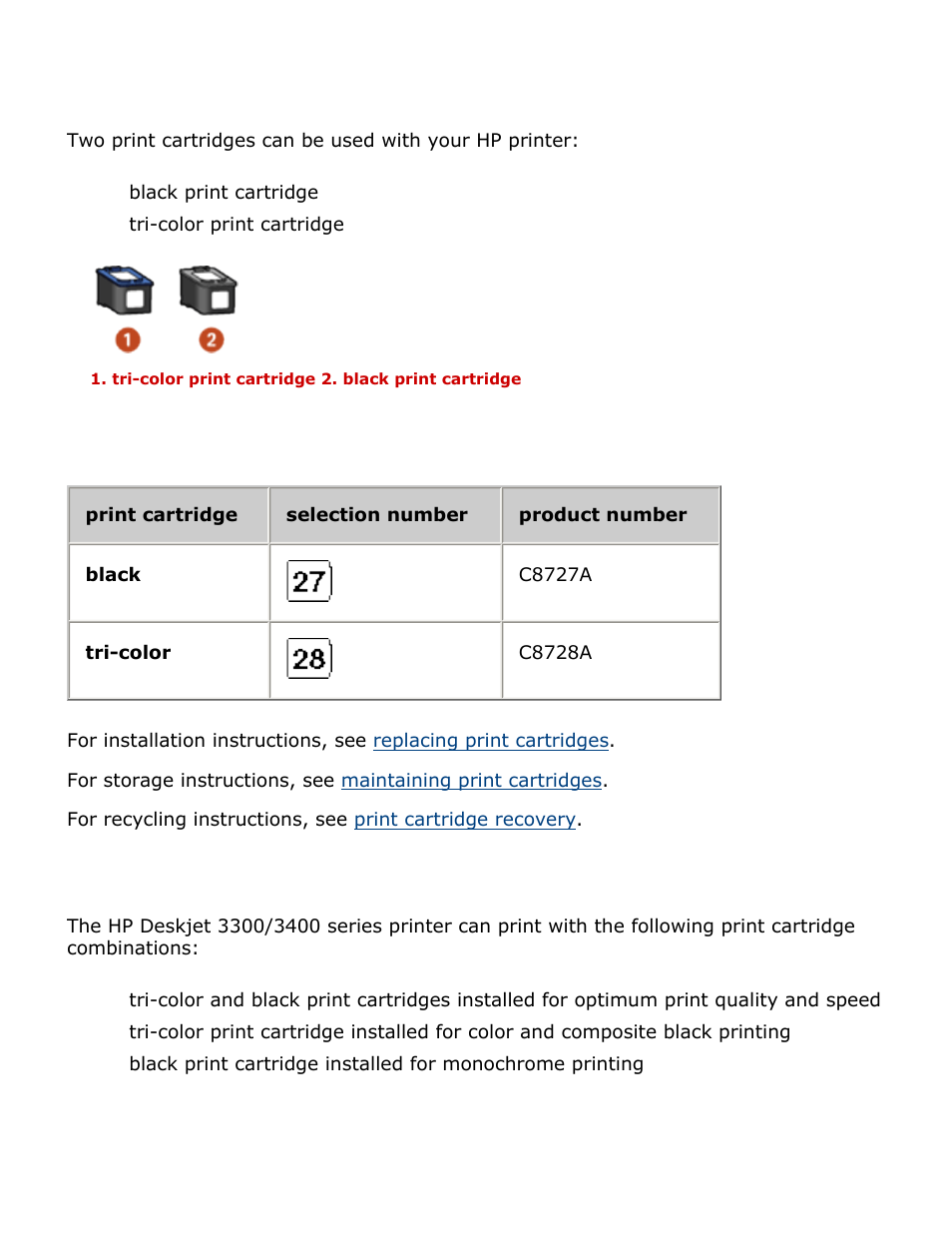 Print cartridges, Print cartridges and print cradle, Print cartridge selection | Single and dual cartridge printing | HP Deskjet 3420 Color Inkjet Printer User Manual | Page 15 / 79