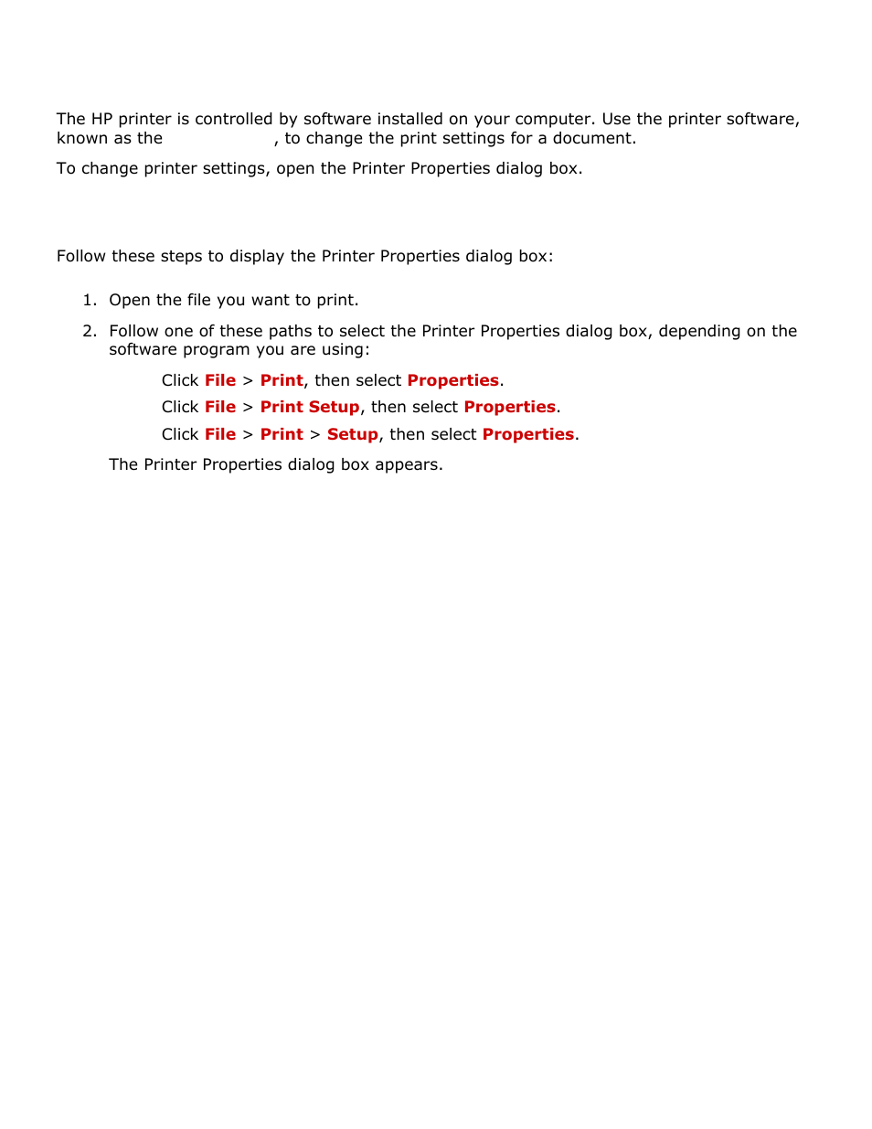 Print settings, Displaying the printer properties dialog box | HP Deskjet 3420 Color Inkjet Printer User Manual | Page 18 / 79