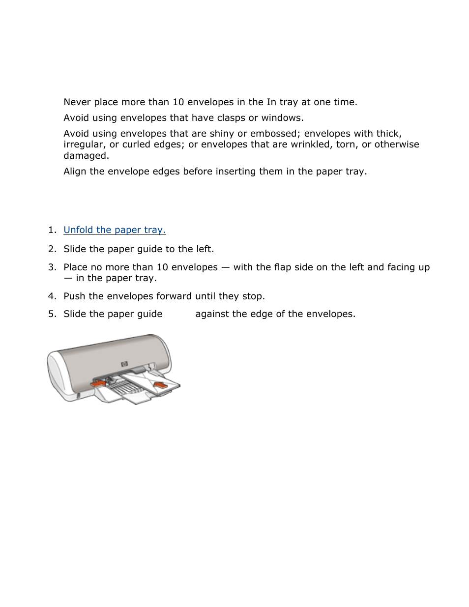 Envelopes, Printing guidelines, Preparing to print | HP Deskjet 3420 Color Inkjet Printer User Manual | Page 26 / 79