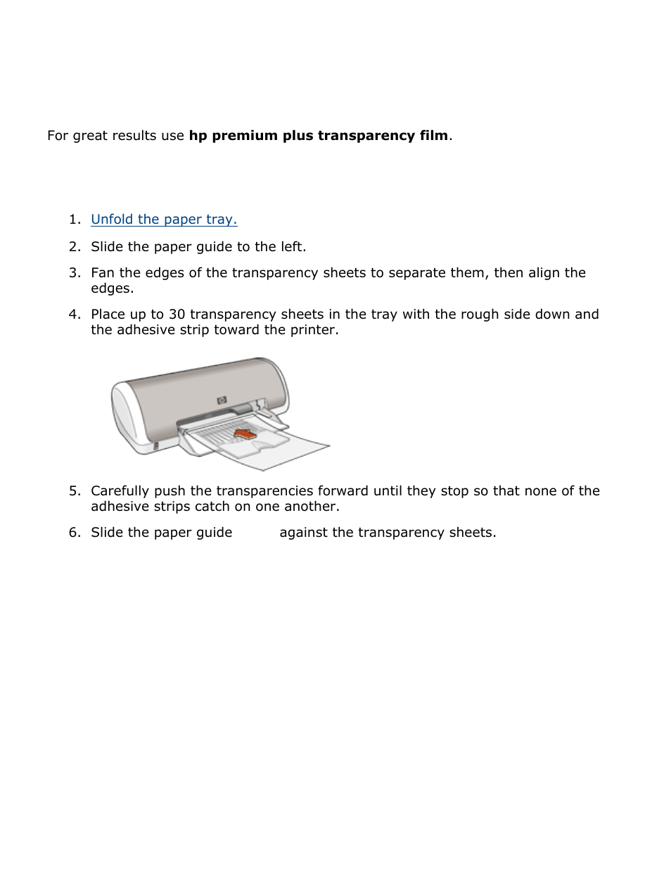 Transparencies | HP Deskjet 3420 Color Inkjet Printer User Manual | Page 28 / 79