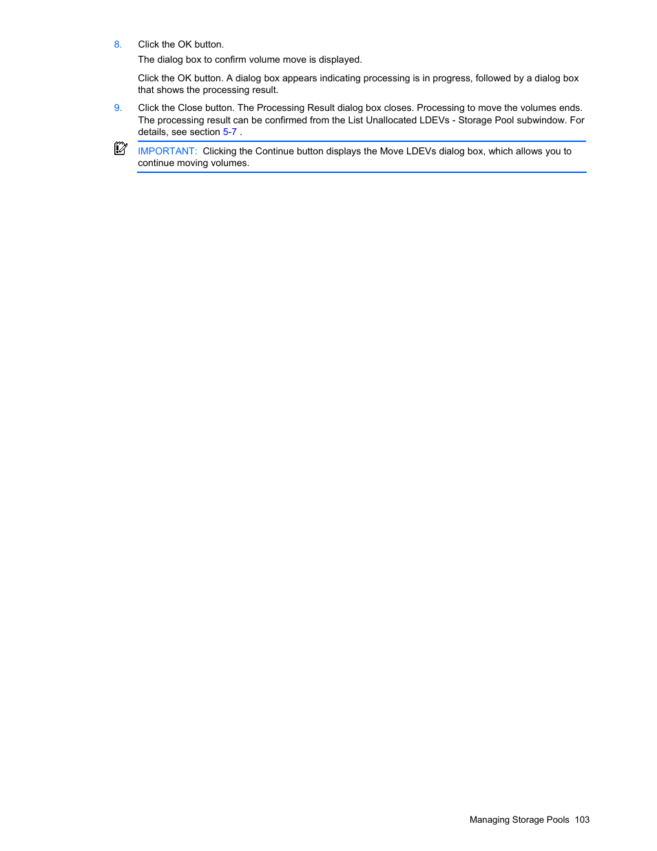 Figure 5-28 move ldevs dialog box | HP StorageWorks XP48 Disk Array User Manual | Page 103 / 203