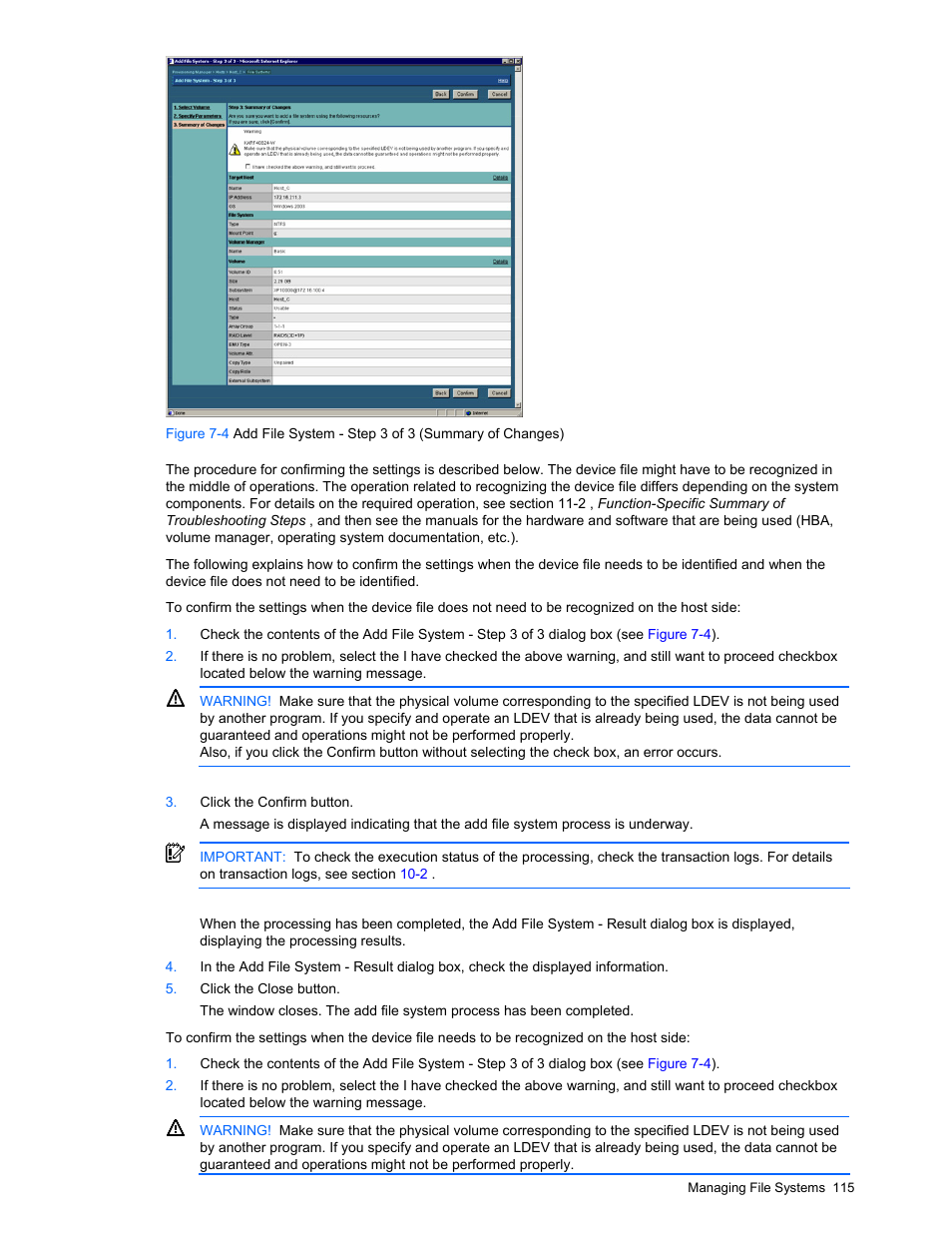 Setting parameters, Confirming the settings, Figure 7-4 | HP StorageWorks XP48 Disk Array User Manual | Page 115 / 203