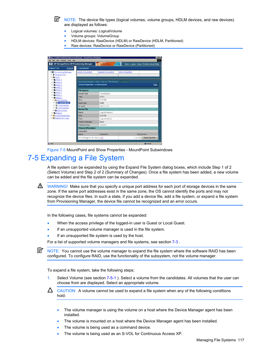 5 expanding a file system, Tion, Figure 7-5 | HP StorageWorks XP48 Disk Array User Manual | Page 117 / 203