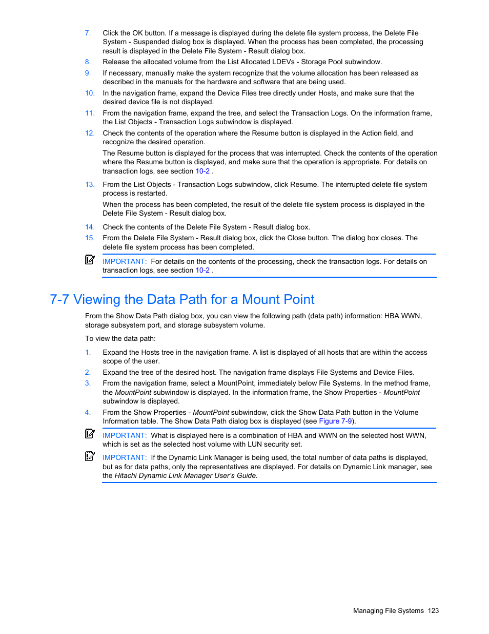 7 viewing the data path for a mount point | HP StorageWorks XP48 Disk Array User Manual | Page 123 / 203