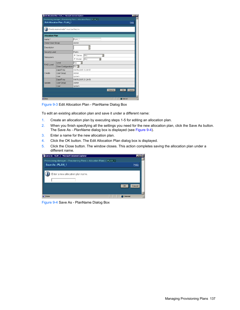 Editing an allocation plan | HP StorageWorks XP48 Disk Array User Manual | Page 137 / 203