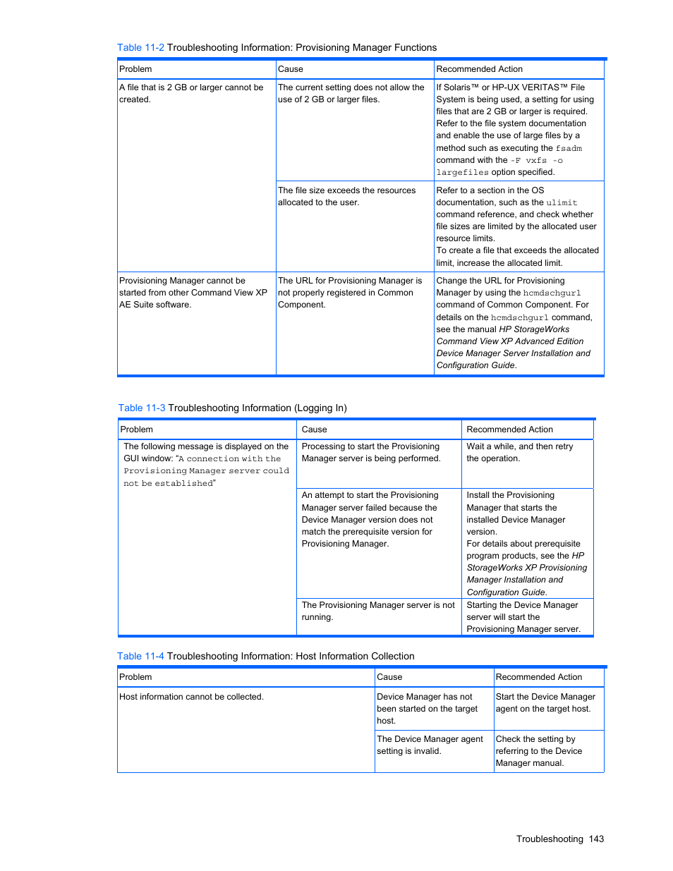 When setup is interrupted | HP StorageWorks XP48 Disk Array User Manual | Page 143 / 203