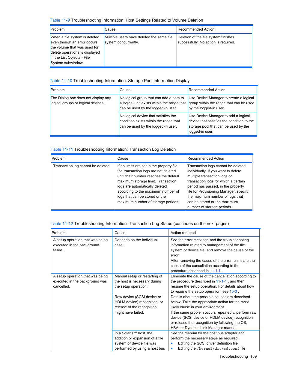 Table 11-12 | HP StorageWorks XP48 Disk Array User Manual | Page 159 / 203