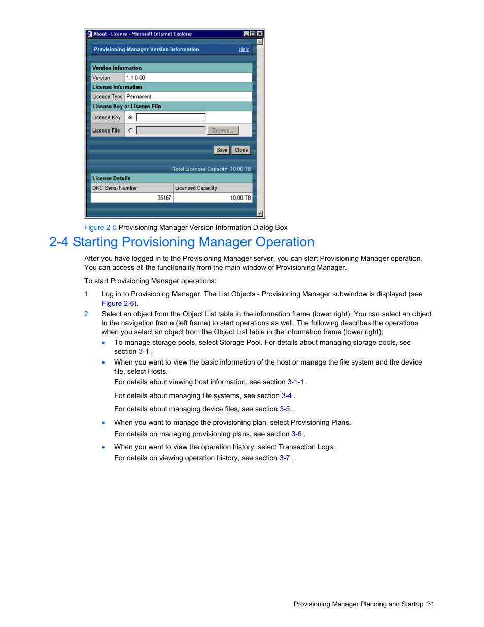 4 starting provisioning manager operation, Using provisioning manager windows, Figure 2-5 | HP StorageWorks XP48 Disk Array User Manual | Page 31 / 203