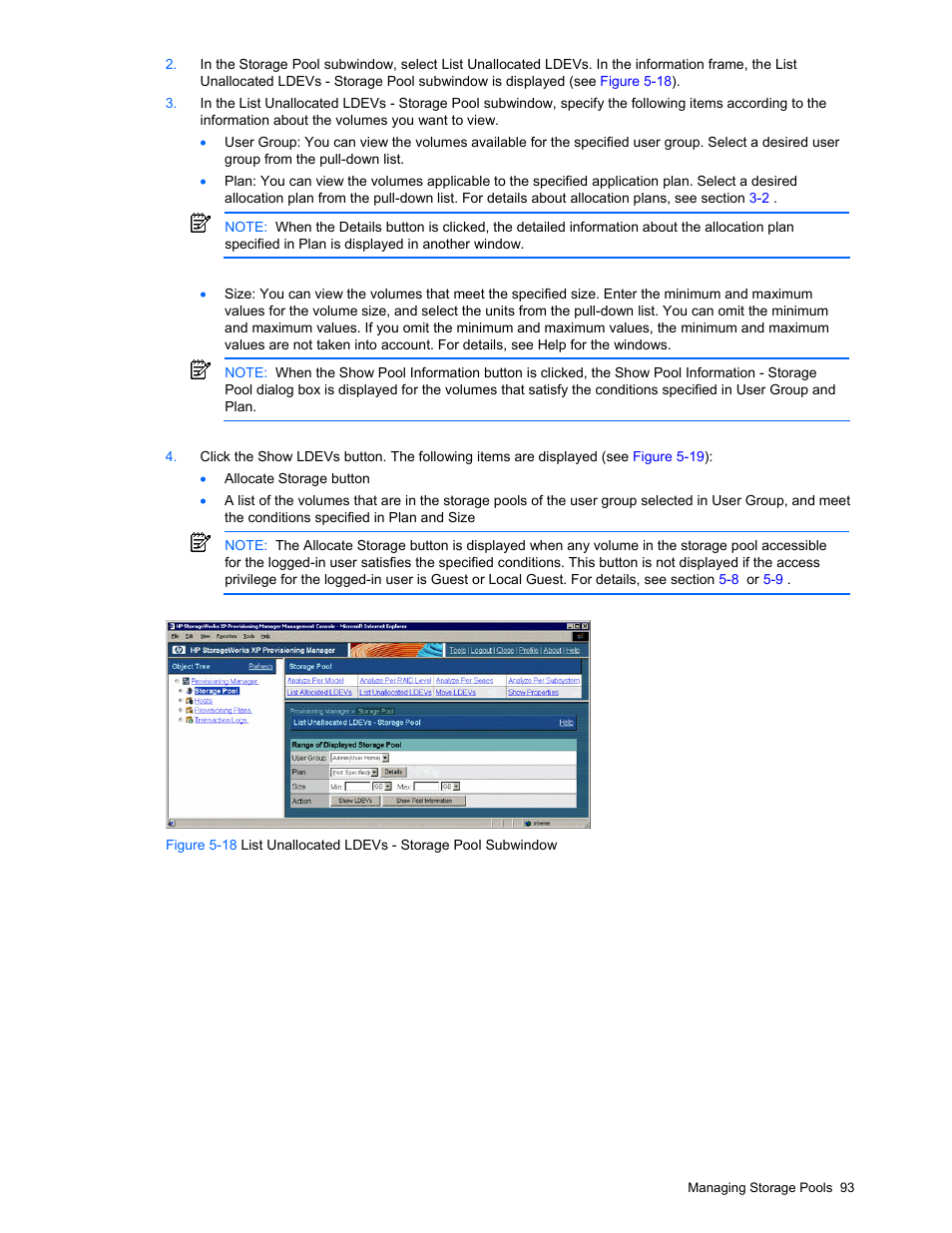 Viewing a list of unallocated volumes on a host | HP StorageWorks XP48 Disk Array User Manual | Page 93 / 203