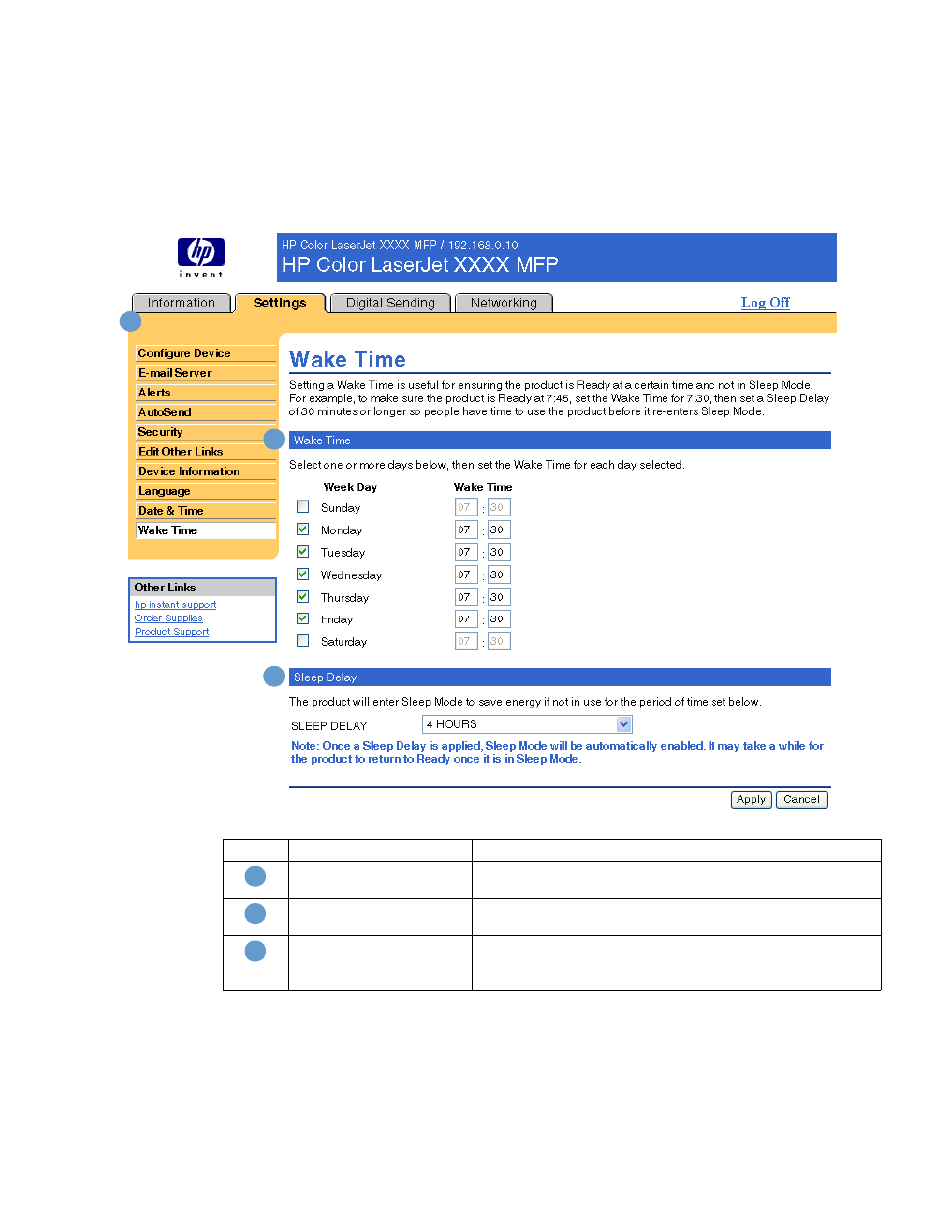 Wake time | HP Color LaserJet 9500 Multifunction Printer series User Manual | Page 43 / 72