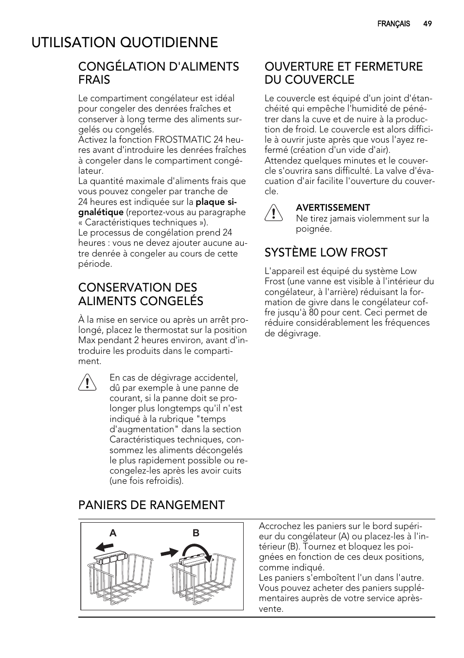 Utilisation quotidienne | AEG A62300HLW0 User Manual | Page 49 / 84