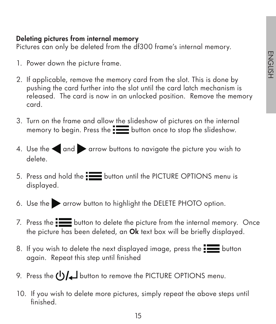 HP df300 Digital Picture Frame User Manual | Page 15 / 58