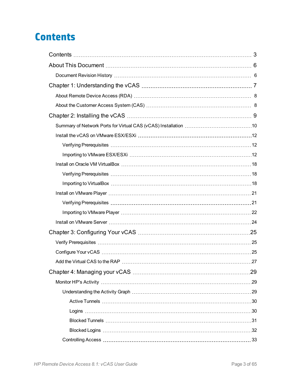 HP Remote Device Access Software User Manual | Page 3 / 65