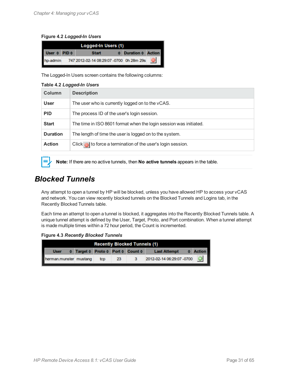 Blocked tunnels | HP Remote Device Access Software User Manual | Page 31 / 65