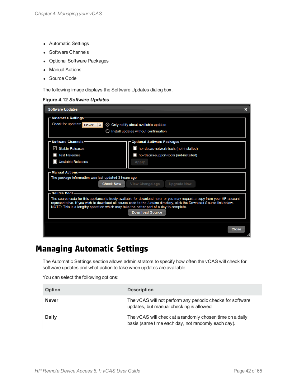 Managing automatic settings | HP Remote Device Access Software User Manual | Page 42 / 65