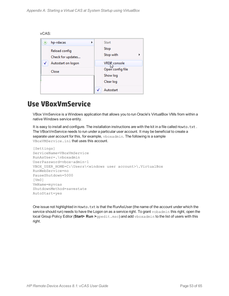 Use vboxvmservice | HP Remote Device Access Software User Manual | Page 53 / 65