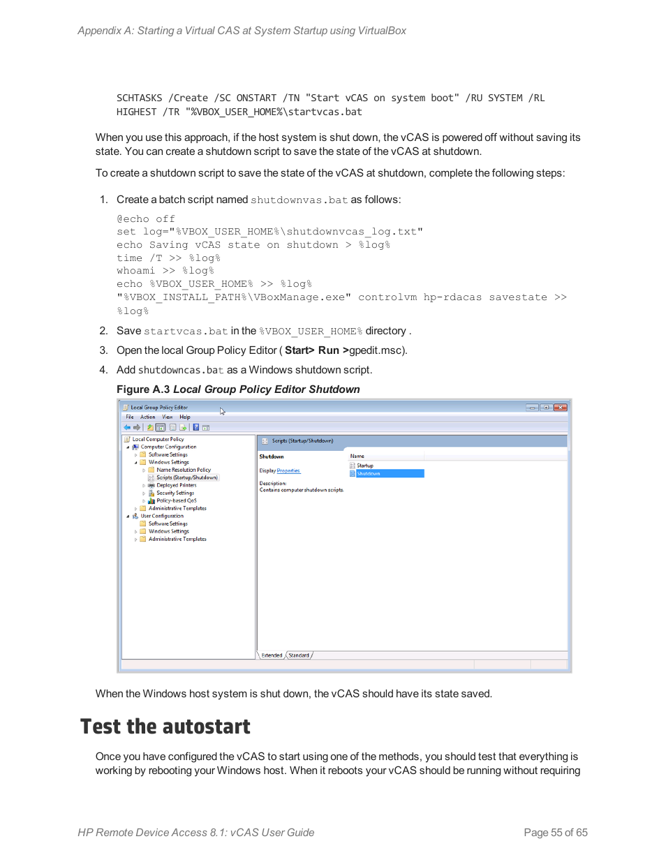 Test the autostart | HP Remote Device Access Software User Manual | Page 55 / 65