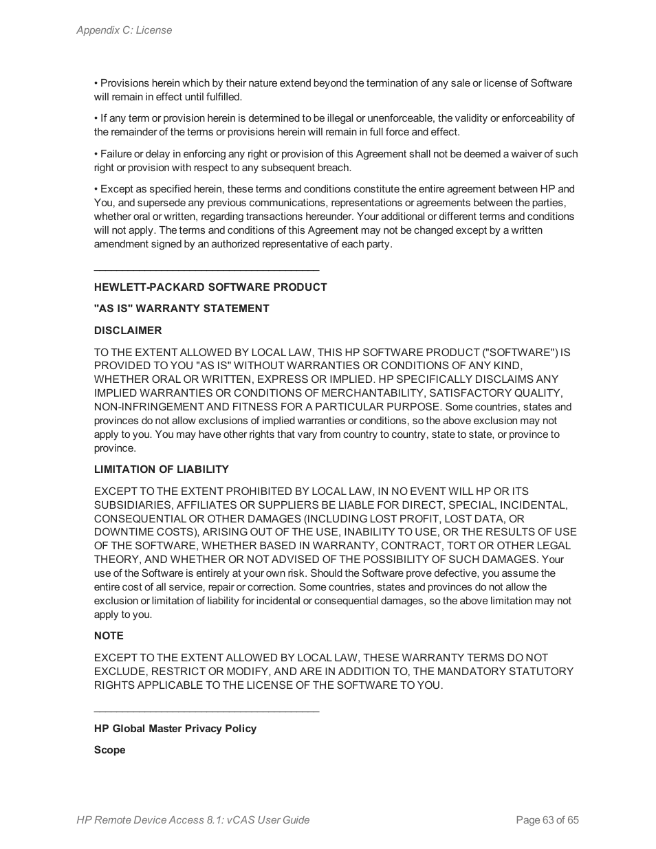 HP Remote Device Access Software User Manual | Page 63 / 65