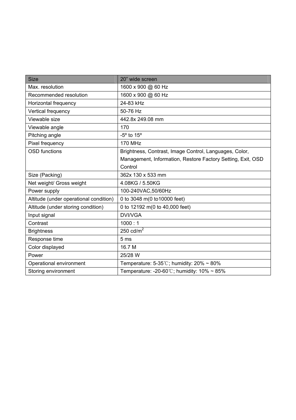 HP S2231 21.5-inch Diagonal LCD Monitor User Manual | Page 16 / 33