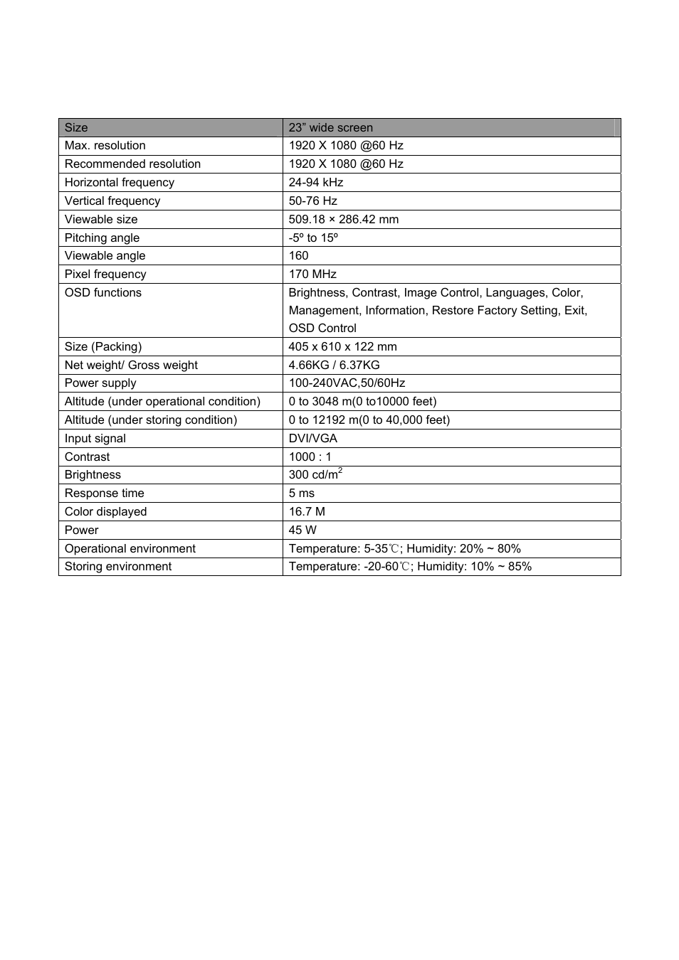 S2331, S2331a, Models | HP S2231 21.5-inch Diagonal LCD Monitor User Manual | Page 18 / 33