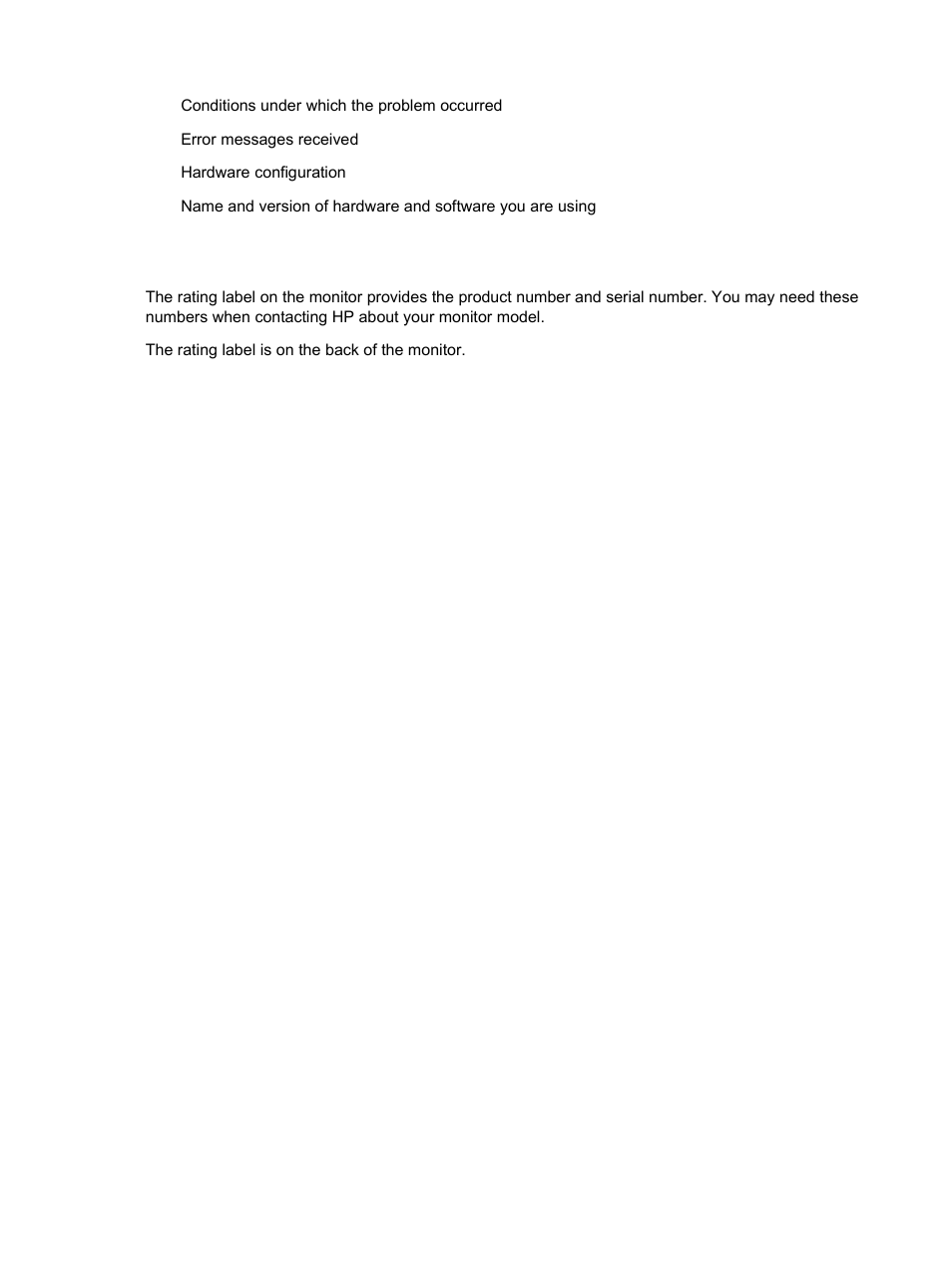 Locating the rating label | HP S2231 21.5-inch Diagonal LCD Monitor User Manual | Page 33 / 33