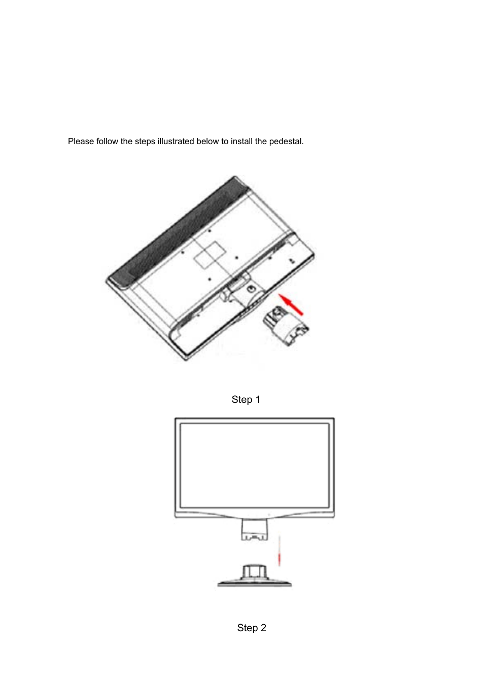 Chapter ii. installation, Install the pedestal, 1 install the pedestal | HP S2231 21.5-inch Diagonal LCD Monitor User Manual | Page 5 / 33