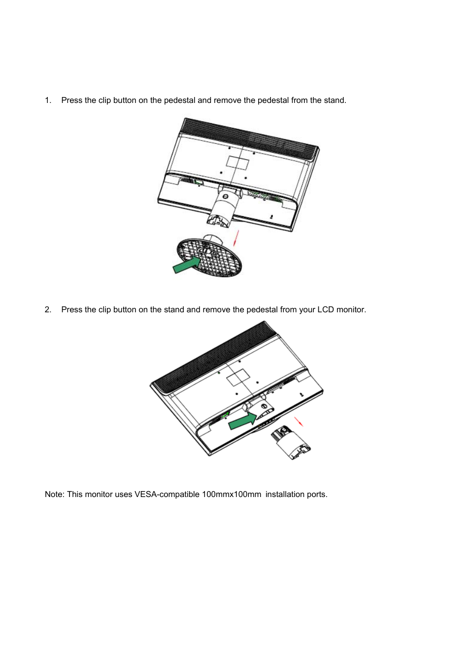 Disconnect the pedestal, 3 disconnect the pedestal | HP S2231 21.5-inch Diagonal LCD Monitor User Manual | Page 7 / 33