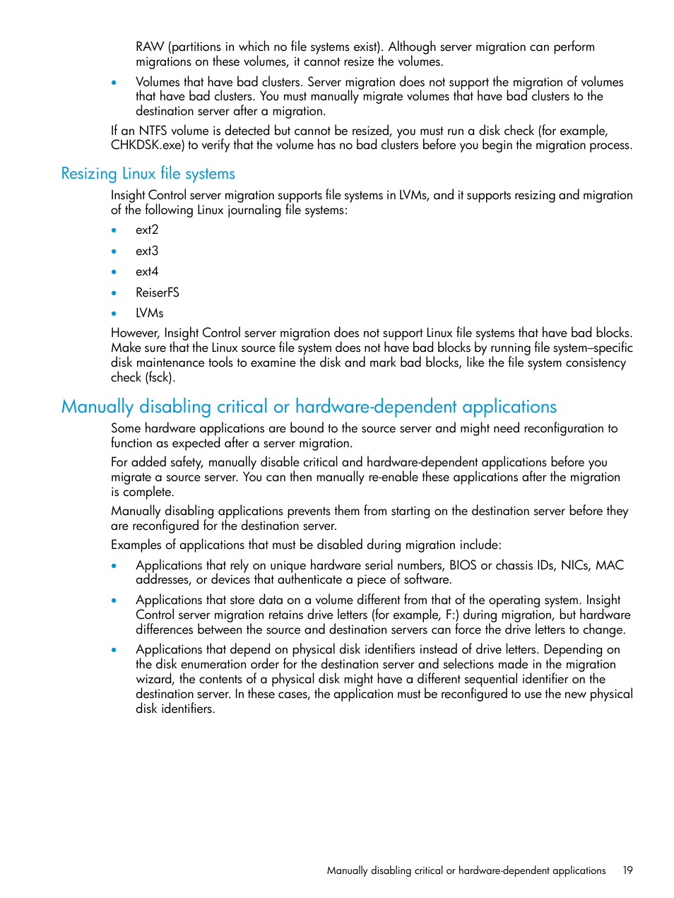 Resizing linux file systems | HP Insight Control Software for Linux User Manual | Page 19 / 87