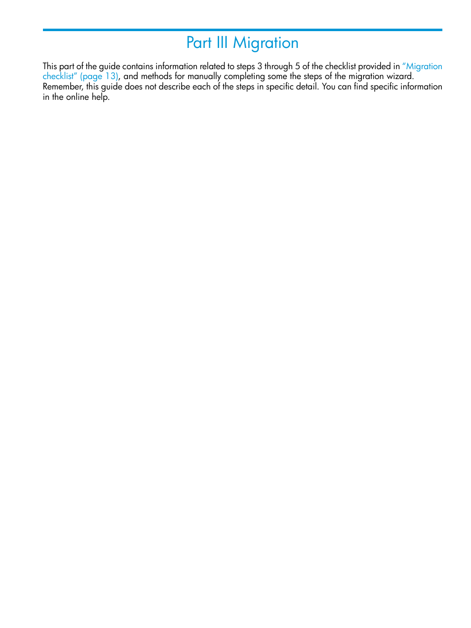 Part iii migration, Iii migration | HP Insight Control Software for Linux User Manual | Page 23 / 87