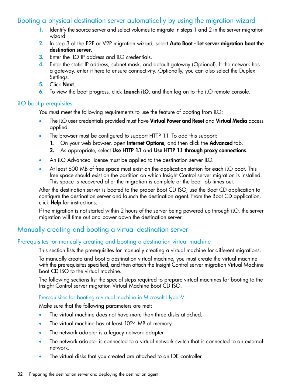 Ilo boot prerequisites | HP Insight Control Software for Linux User Manual | Page 32 / 87