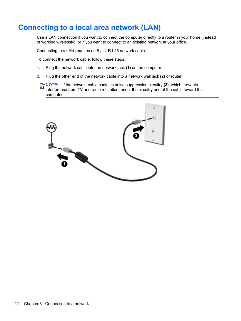 Connecting to a local area network (lan) | HP Pavilion dv7-7133nr Entertainment Notebook PC User Manual | Page 32 / 103