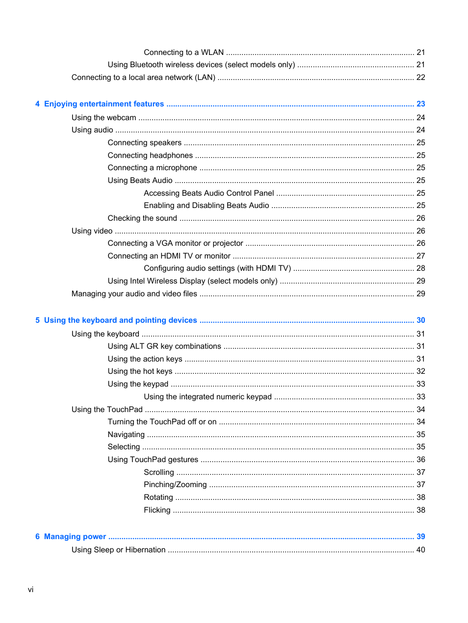 HP Pavilion dv7-7133nr Entertainment Notebook PC User Manual | Page 6 / 103