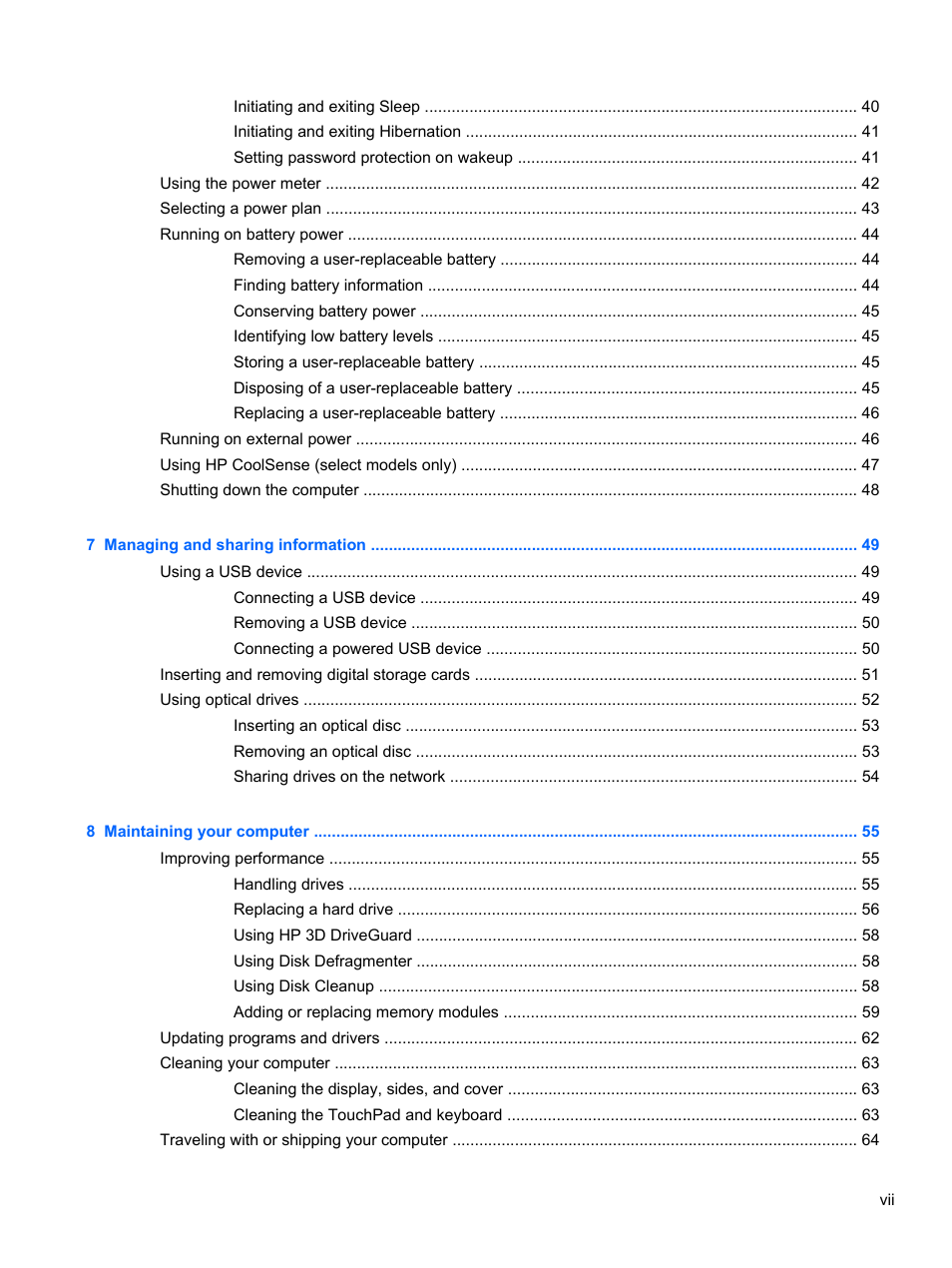 HP Pavilion dv7-7133nr Entertainment Notebook PC User Manual | Page 7 / 103