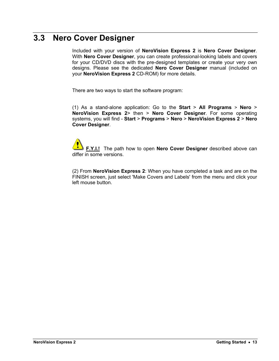 Nero cover designer, 3 nero cover designer | HP CD52 External CD-Writer Series User Manual | Page 13 / 89