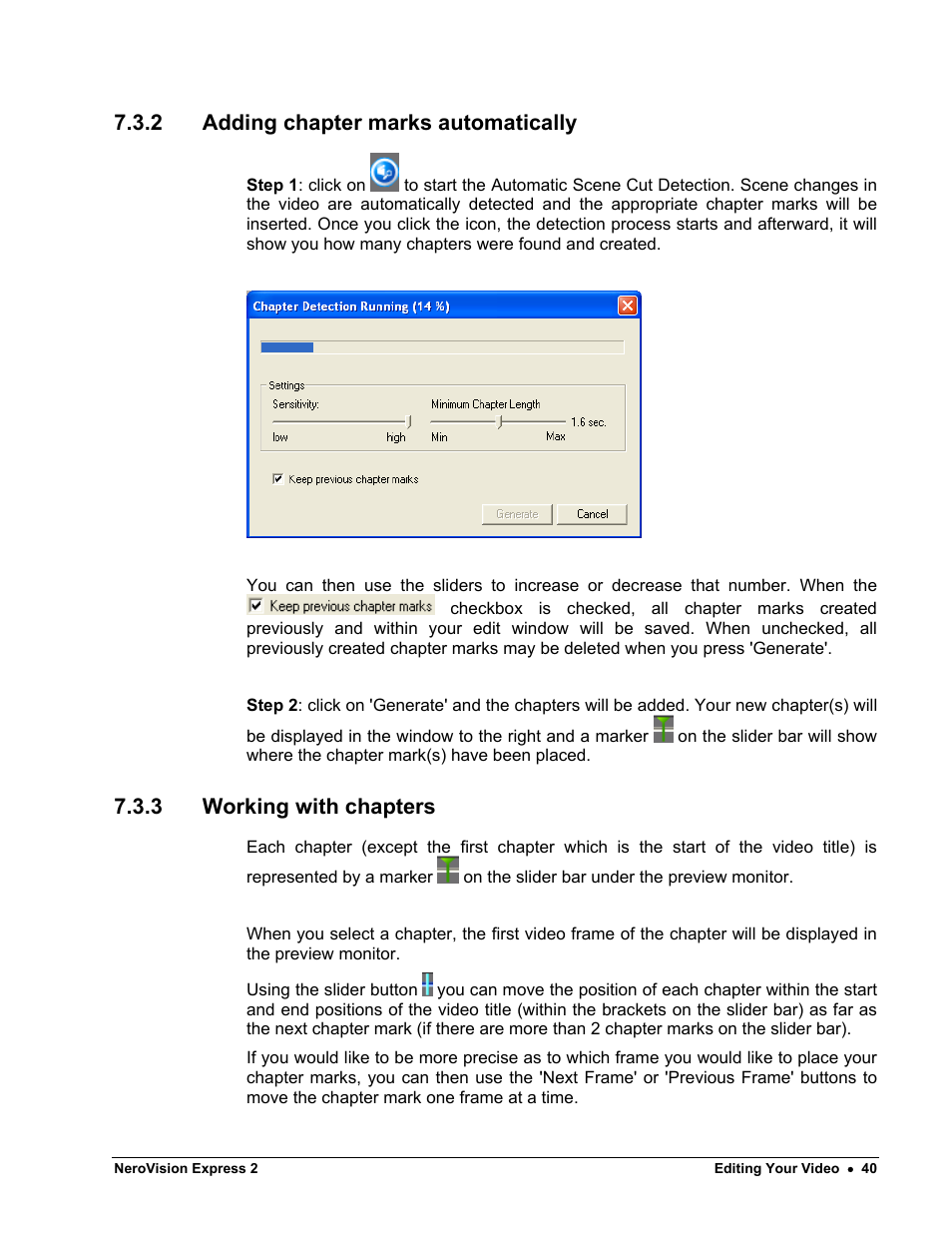 Adding chapter marks automatically, Working with chapters, 2 adding chapter marks automatically | 3 working with chapters | HP CD52 External CD-Writer Series User Manual | Page 40 / 89