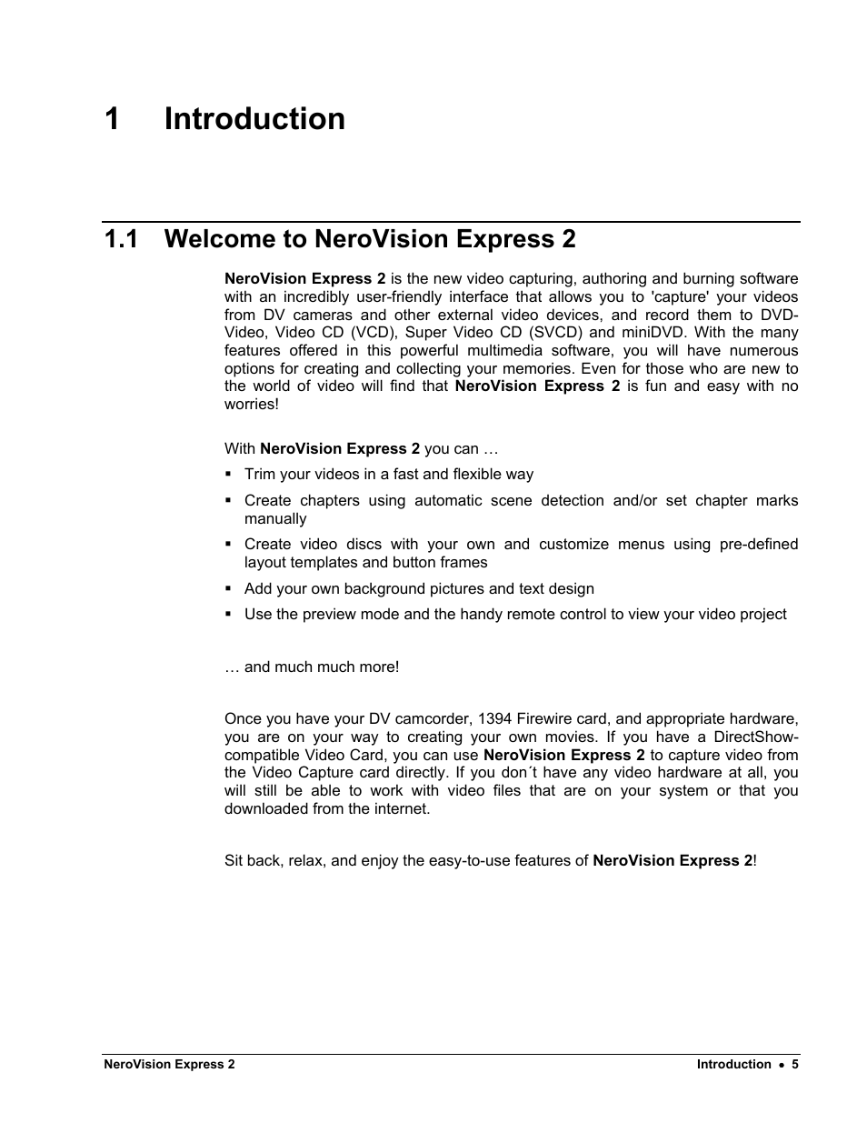 Introduction, Welcome to nerovision express 2, 1 introduction | 1 welcome to nerovision express 2 | HP CD52 External CD-Writer Series User Manual | Page 5 / 89