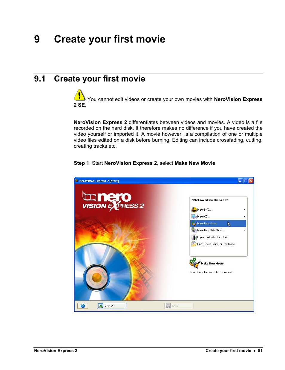Create your first movie, 9 create your first movie, 1 create your first movie | HP CD52 External CD-Writer Series User Manual | Page 51 / 89